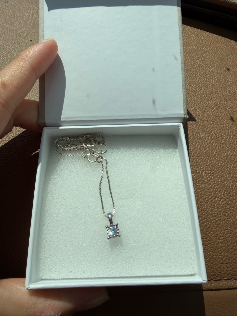 Kay Jewelers Silver Necklace with Sparkling White Stone